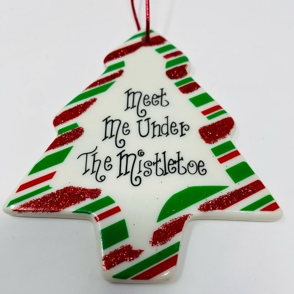 Meet Me Under the Mistletoe Tree Shaped Holiday Ornament - Picture 2 of 5